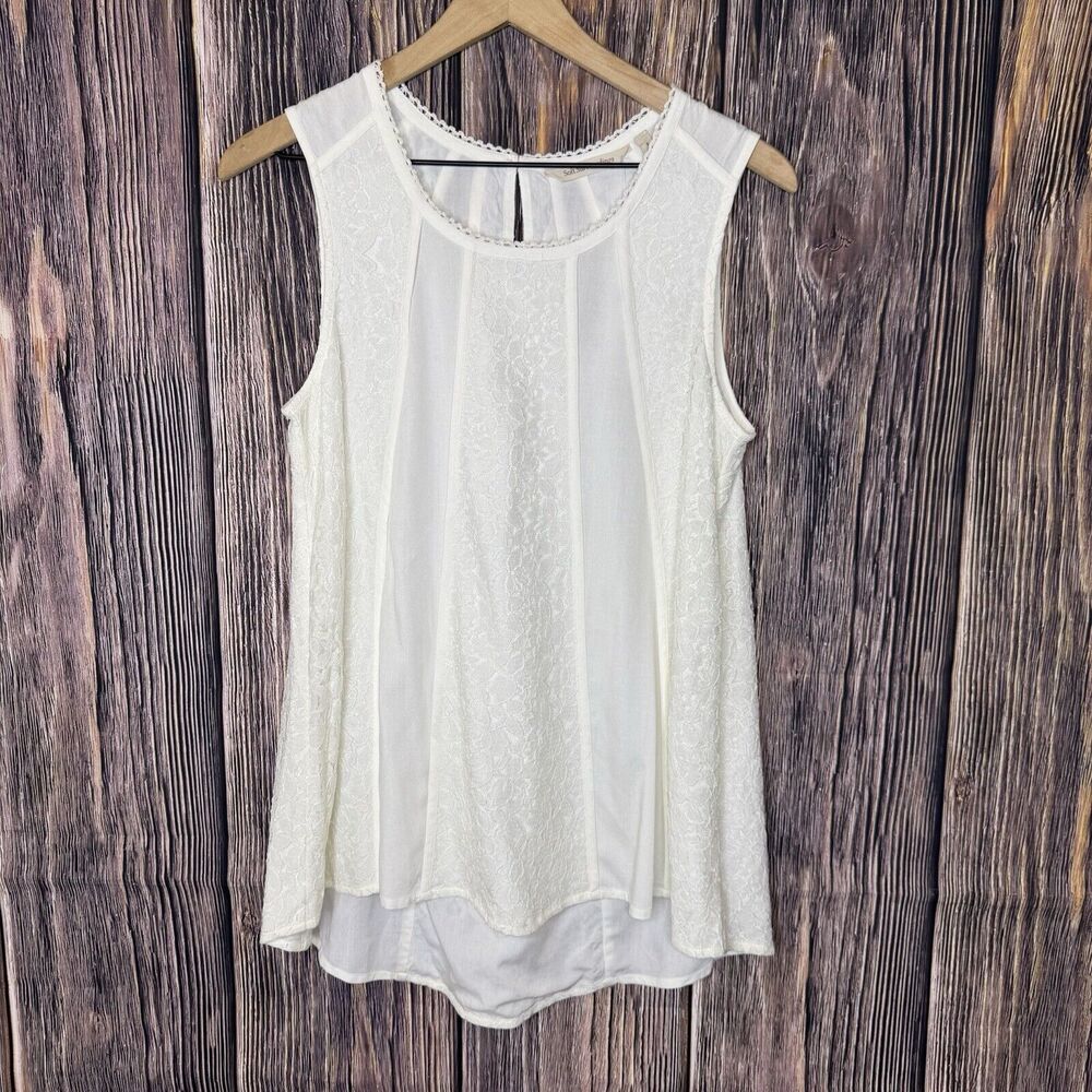 Soft Surroundings Women's Ecru Lace Lined Florensia Tank Small NWT $69